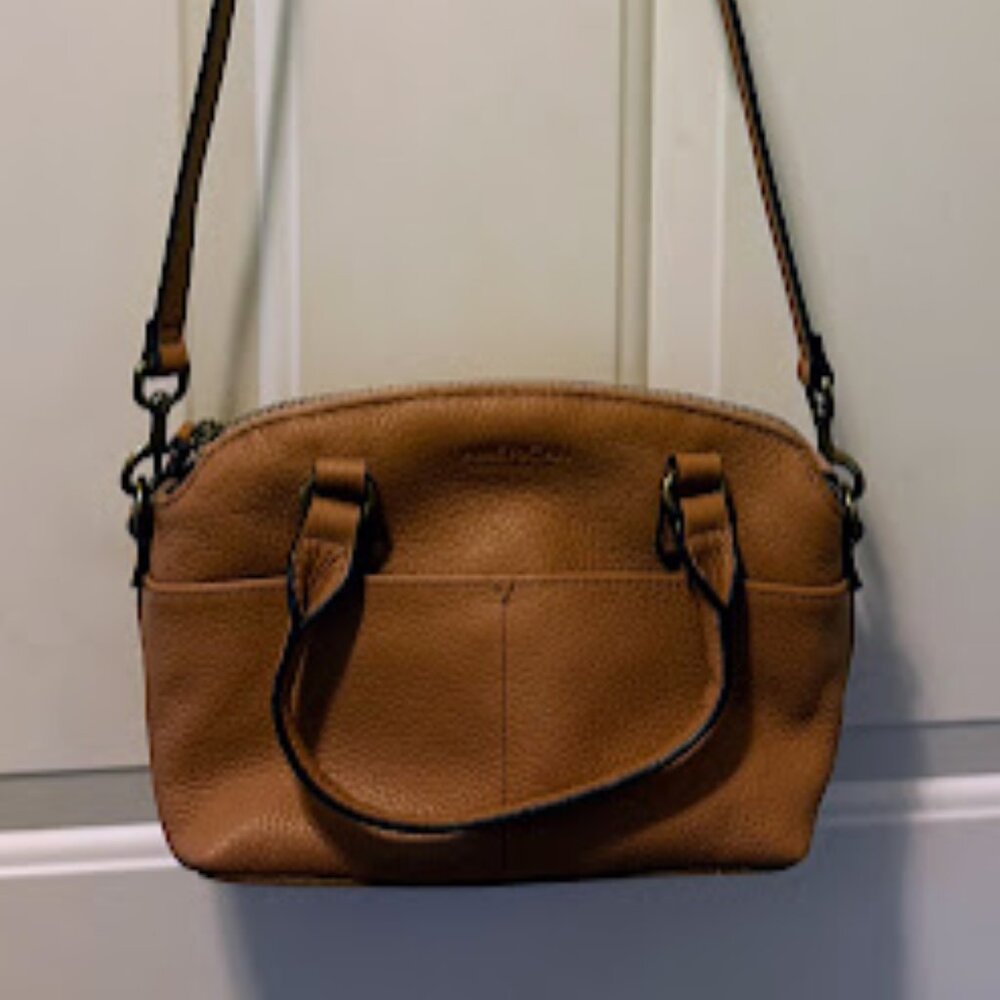 American Leather Co.  Pebble Leather Crossbody Carrie - Tan - Picture 2 of 16